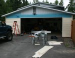 New siding on the front of the garage