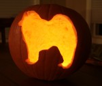 Max's silhouette carved into a pumpkin for Halloween!